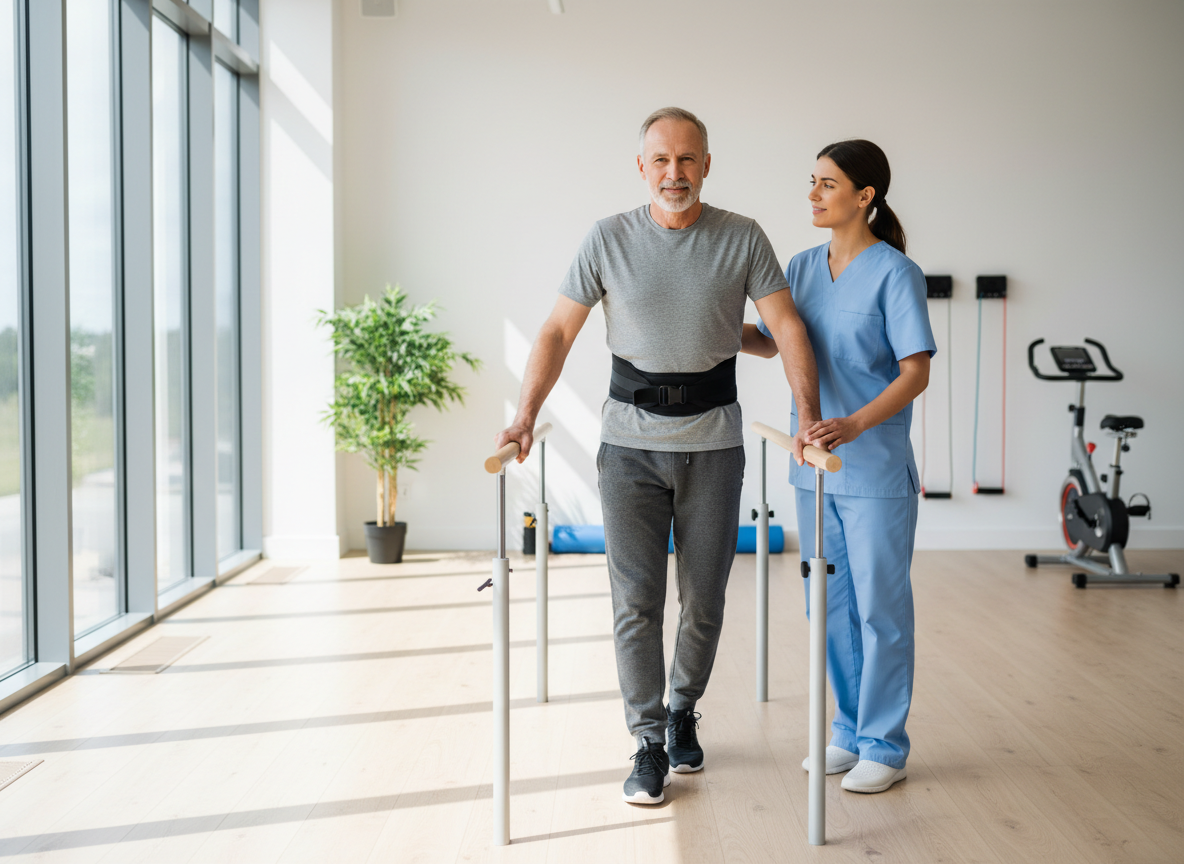 Stroke rehabilitation physiotherapy session