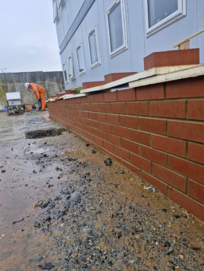 Ramp access brickwork steps and EV charging points for Ashford Council Kent