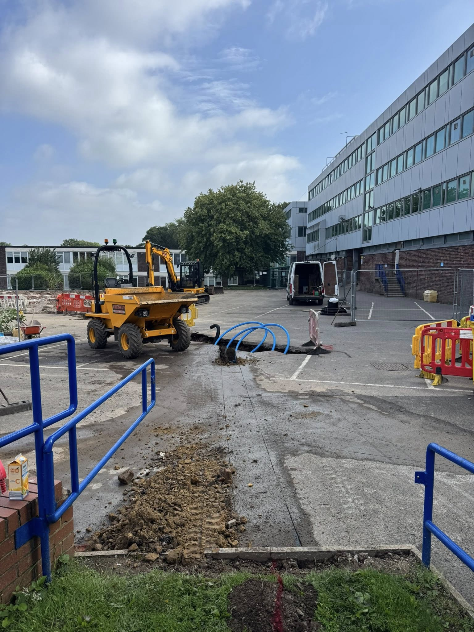 270m water main excavation Stockport school extension — M.Smithson LTD utilities contractor