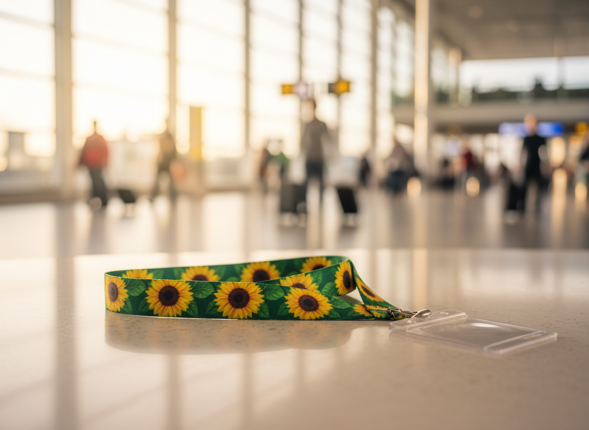 Hidden Disabilities Sunflower lanyard at a UK airport
