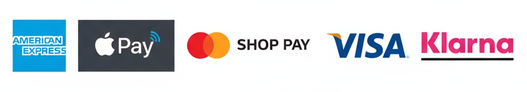 Méthodes de paiement acceptées - American Express, Apple Pay, Mastercard, Shop Pay, Visa, Klarna