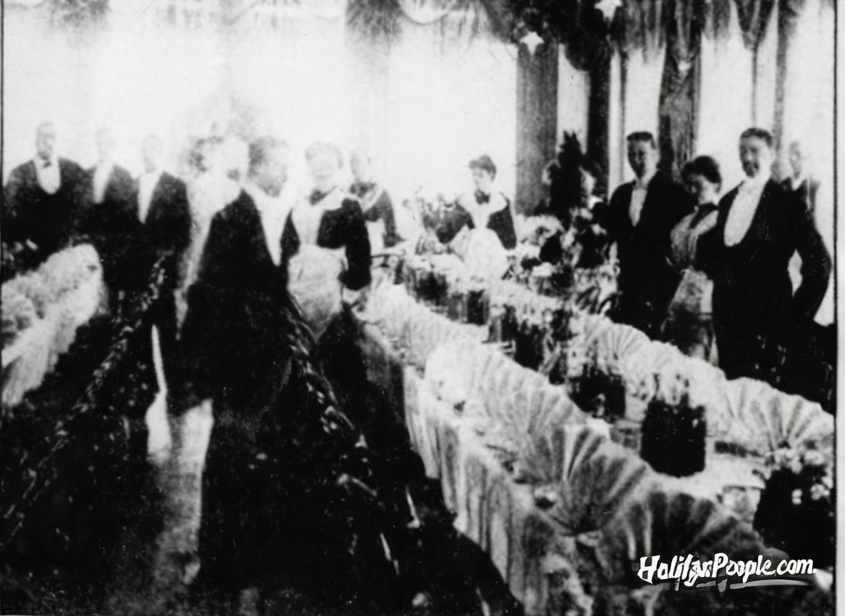 Marsh catering scene (AI-enhanced black-and-white)