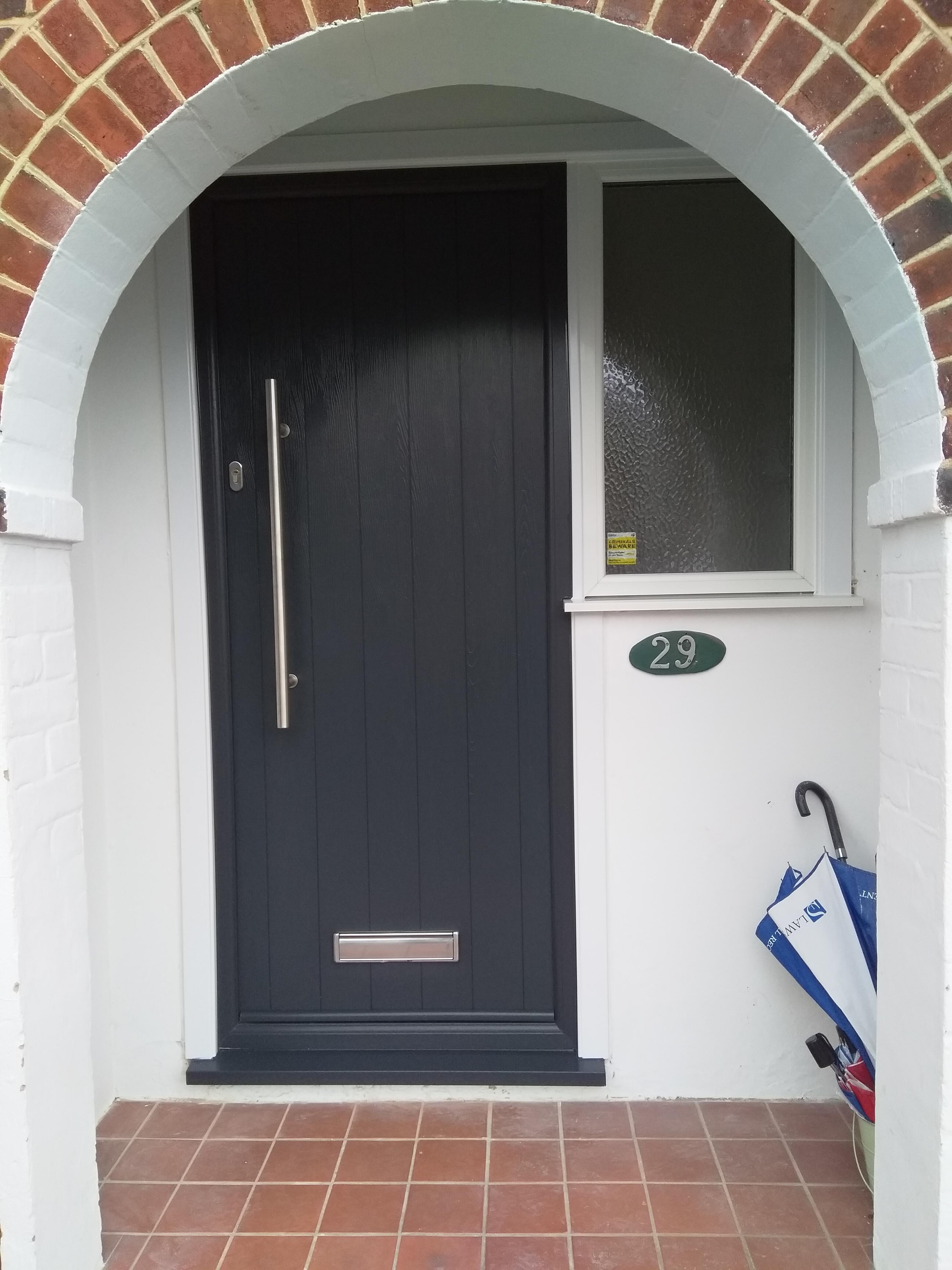 Anthracite Composite Door — Arched Porch