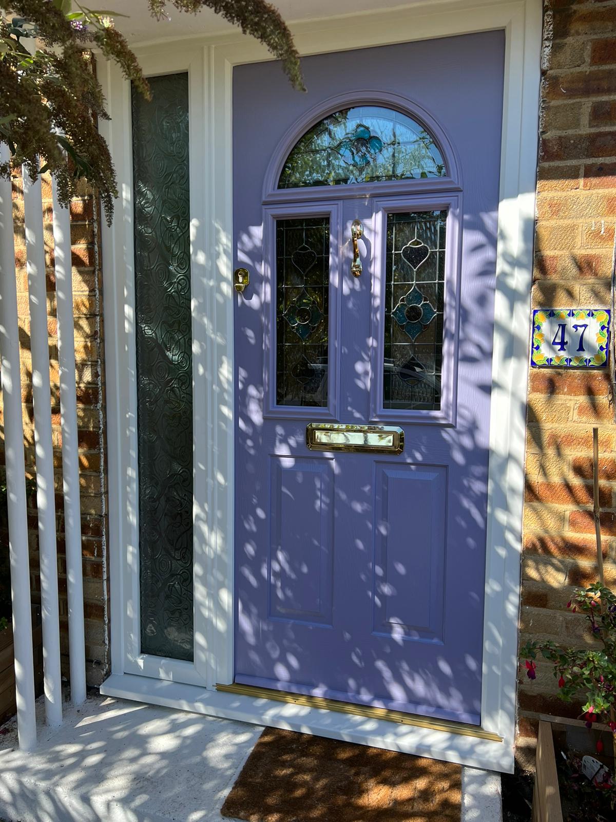 Lavender Composite Door — Leaded Arched Light