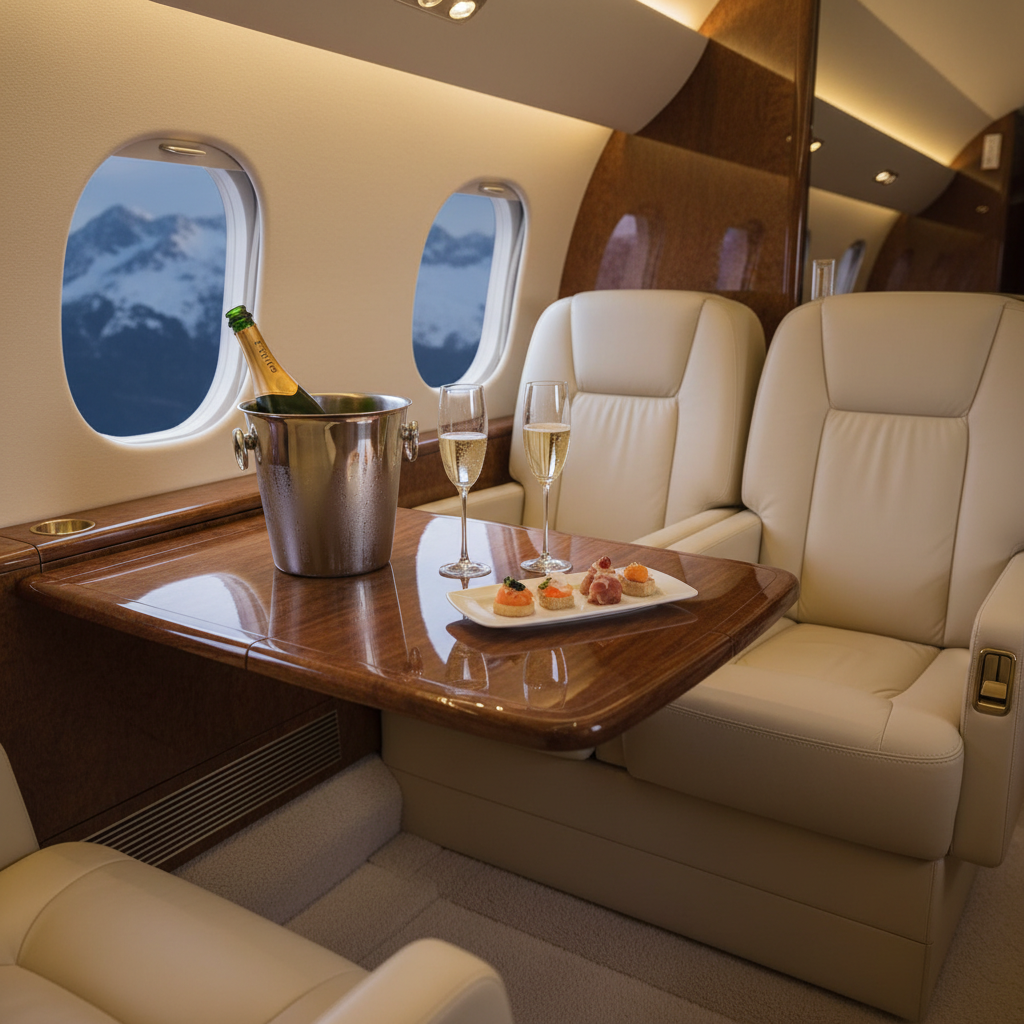 Intimate luxury jet table setup