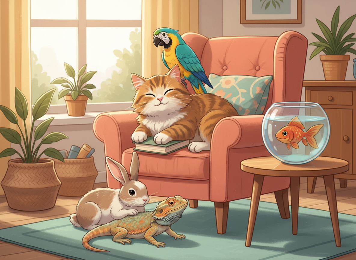 Diverse pets together