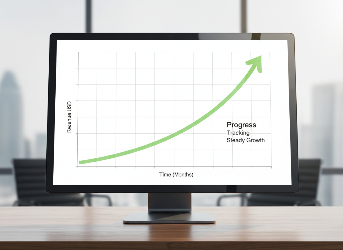 Progress chart showing upward growth trajectory