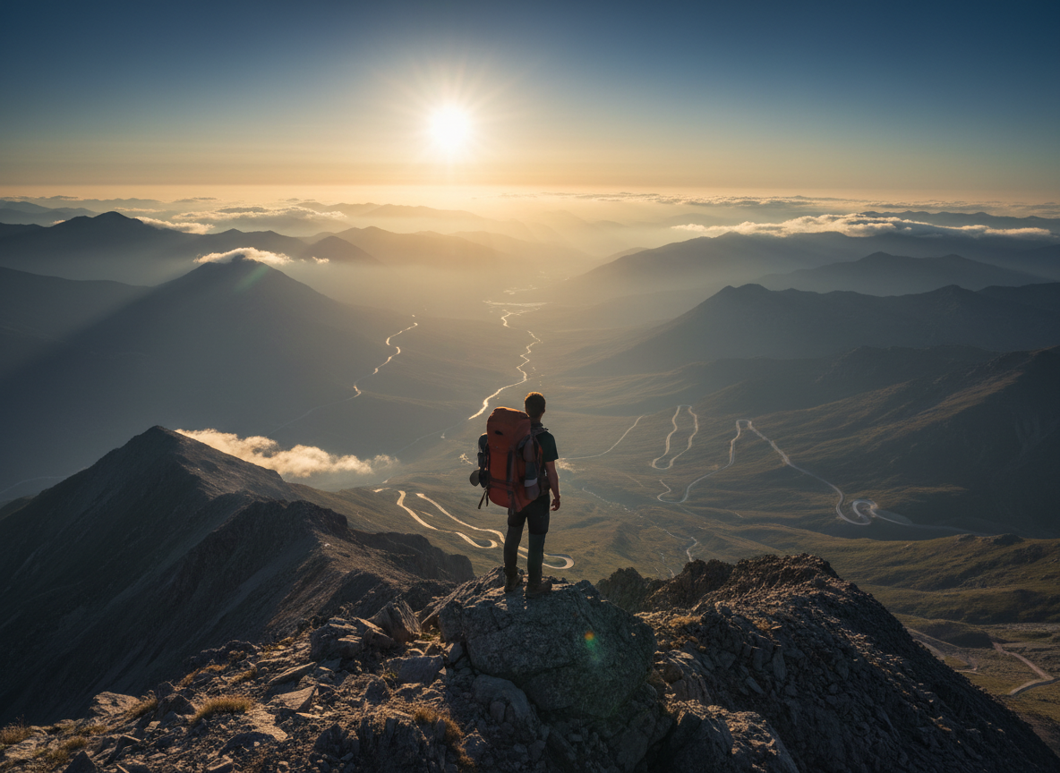 Mountain landscape at golden hour