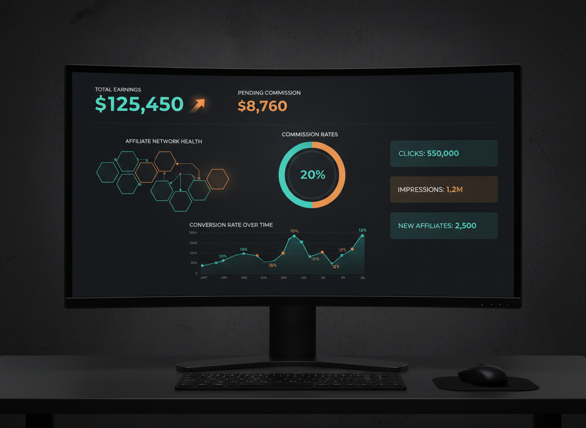 Affiliate program analytics and tracking dashboard