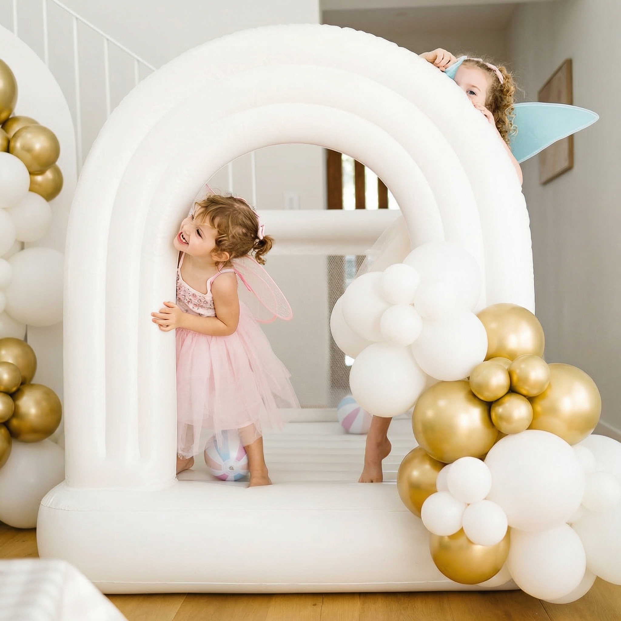 Opblaasbare boog kinderevenement gouden ballonnen