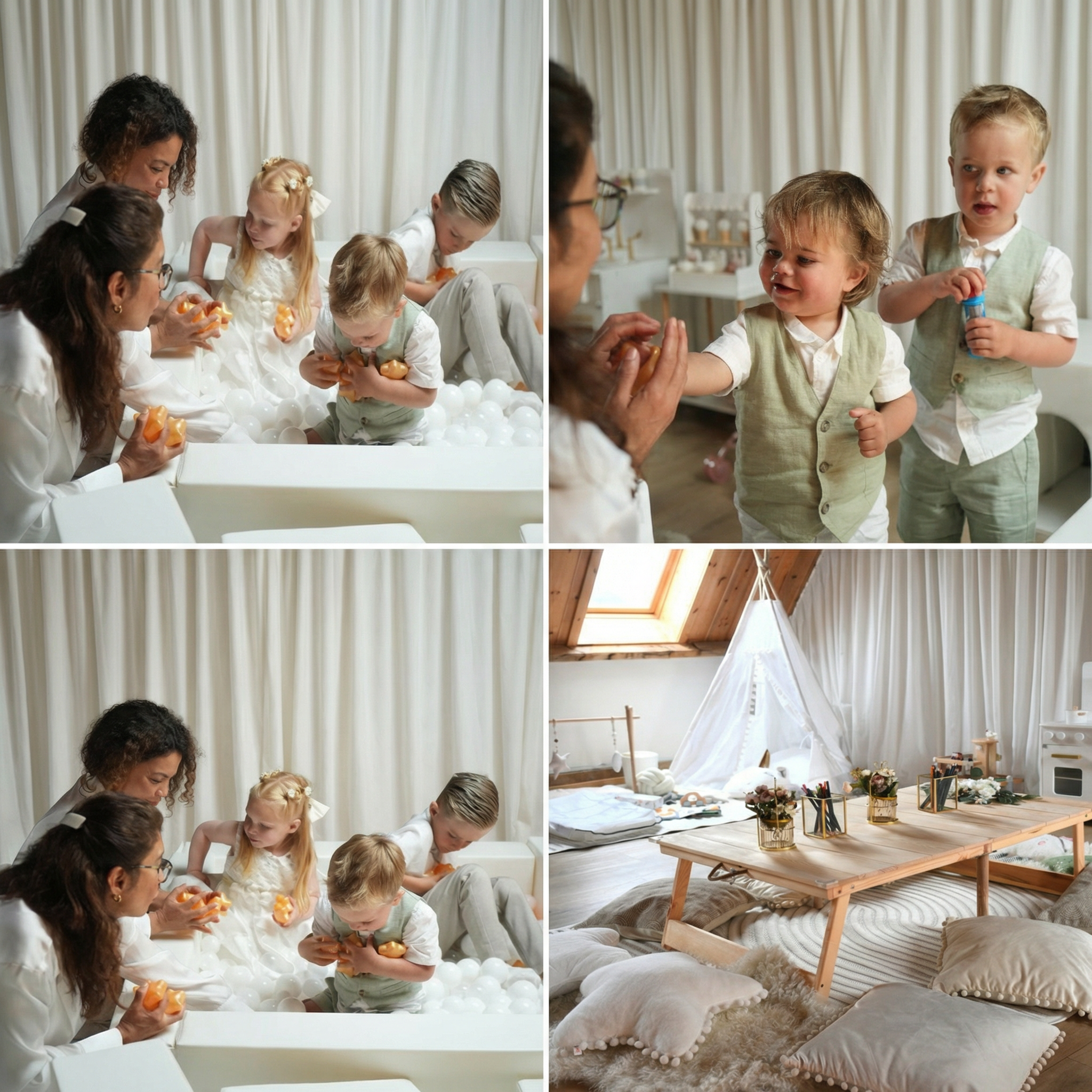 Collage kinderopvang tijdens event en styling