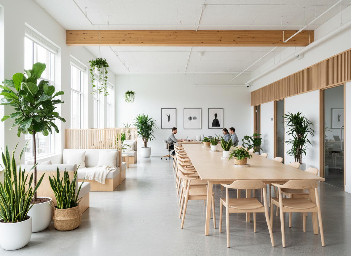 Calm white office interior