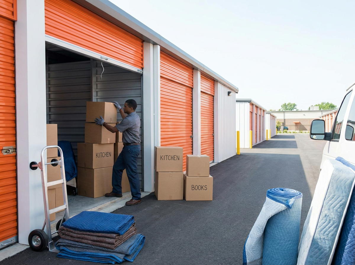 Person loading boxes into storage unit