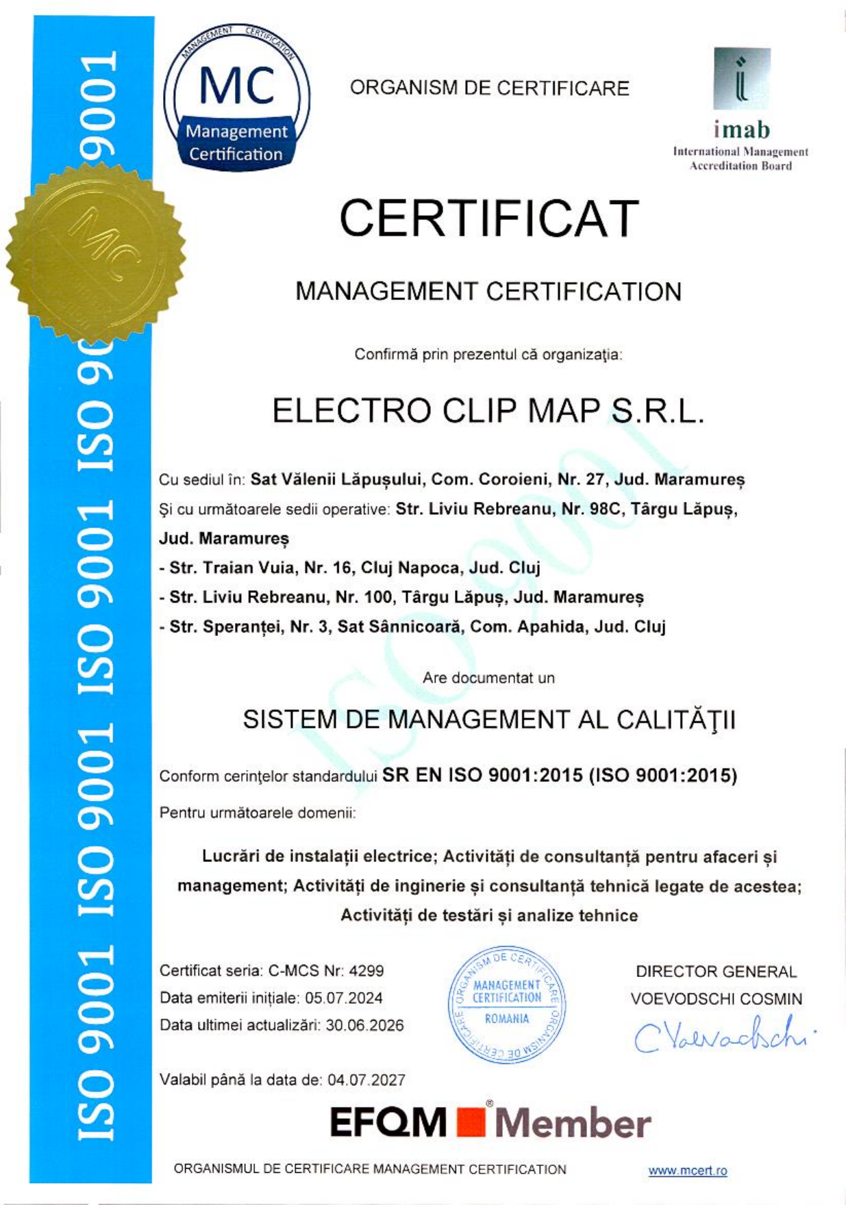 Certificat ISO 9001 Electro Clip Map