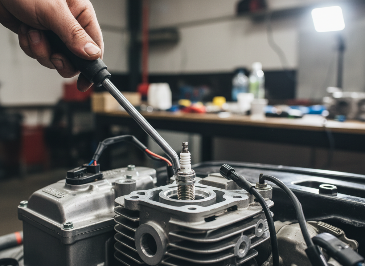 Tændrør monteres i ATV motor