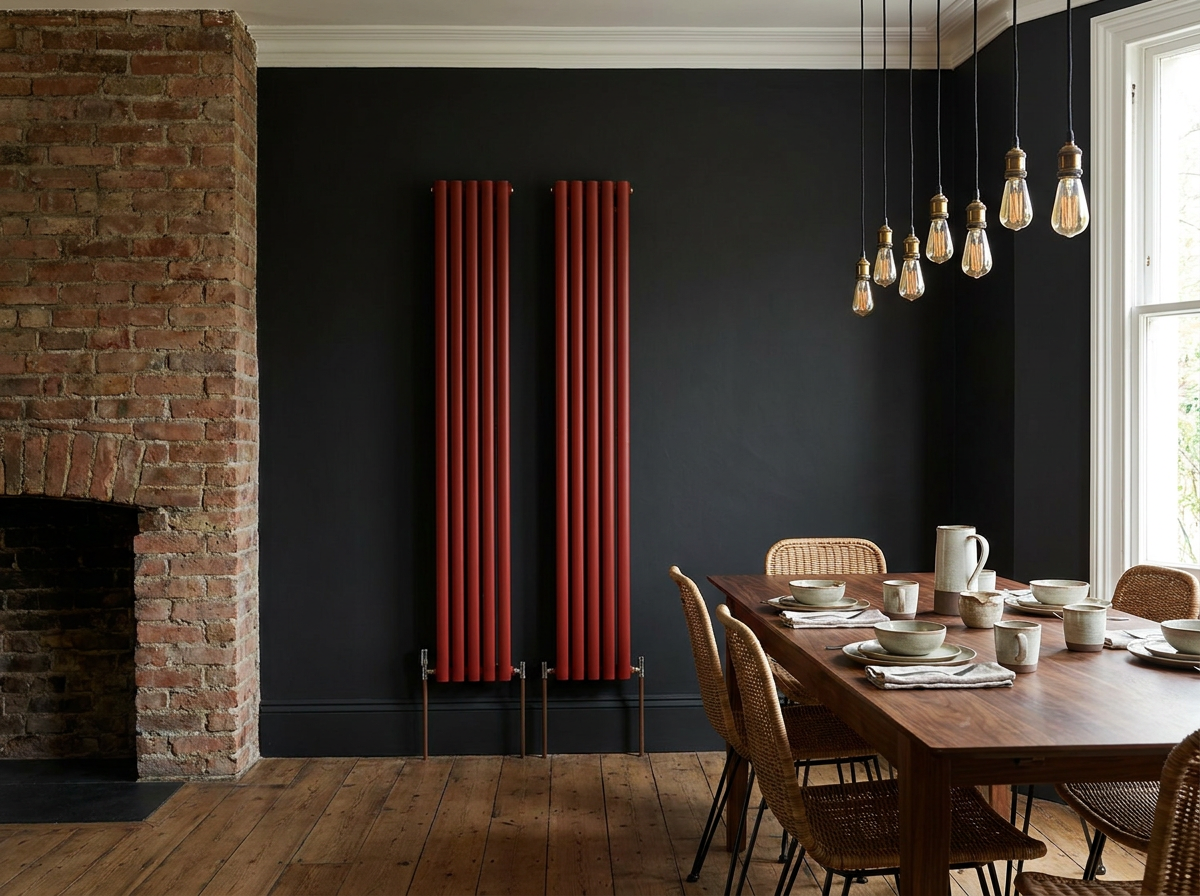 Colona 2-column vertical radiator in Flame Red (RAL 3000)