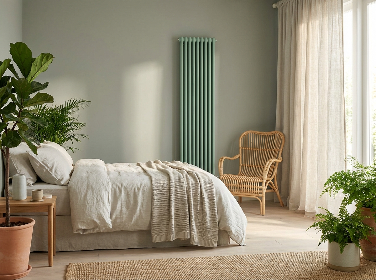 Colona 2-column vertical radiator in Mint Green (RAL 6029)