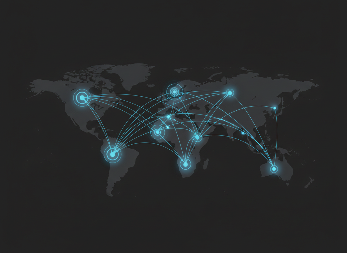 CSRI global research collaboration network — interconnected partner nodes across industrial regions and research hubs