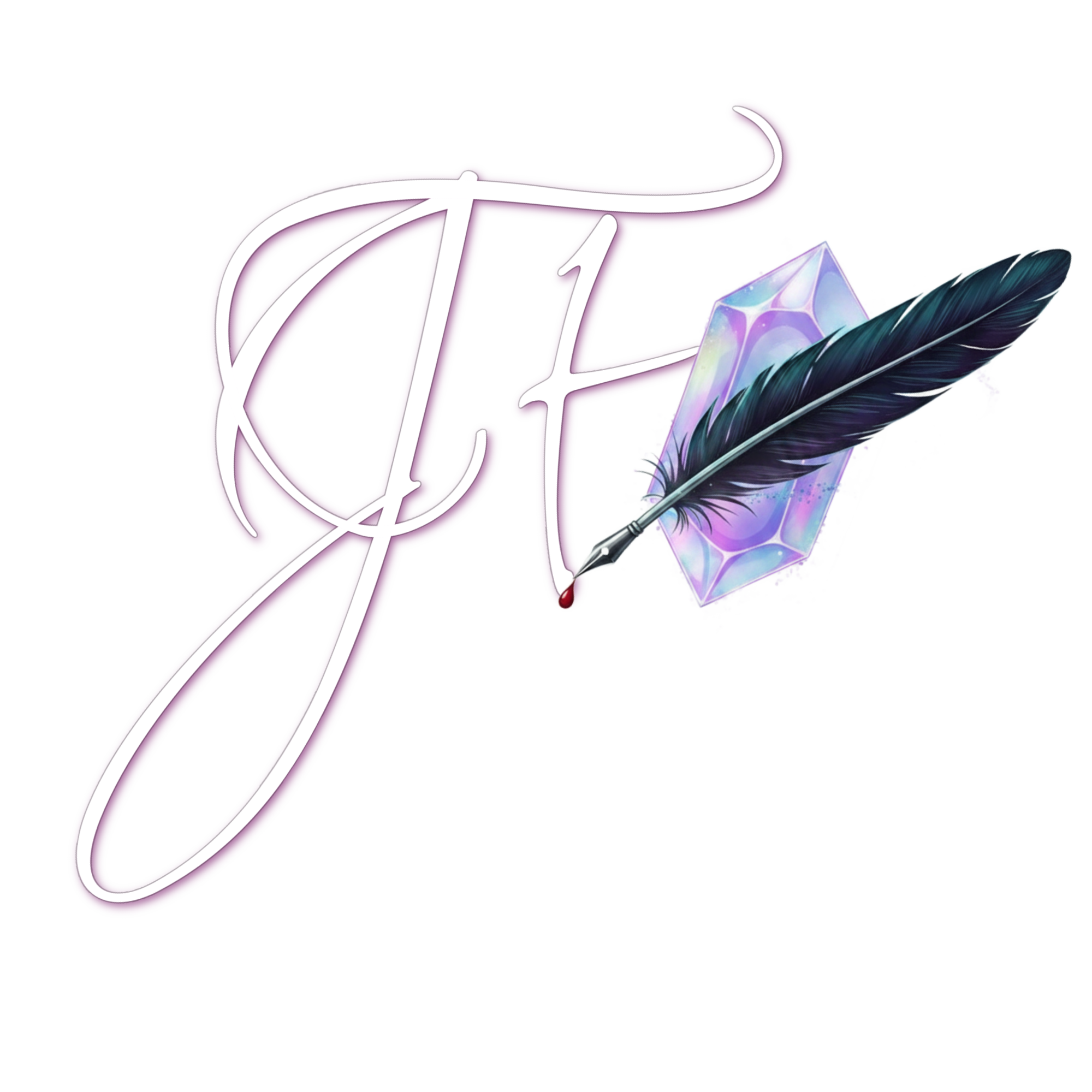 JF — Jessie Frances signature with quill and crystal