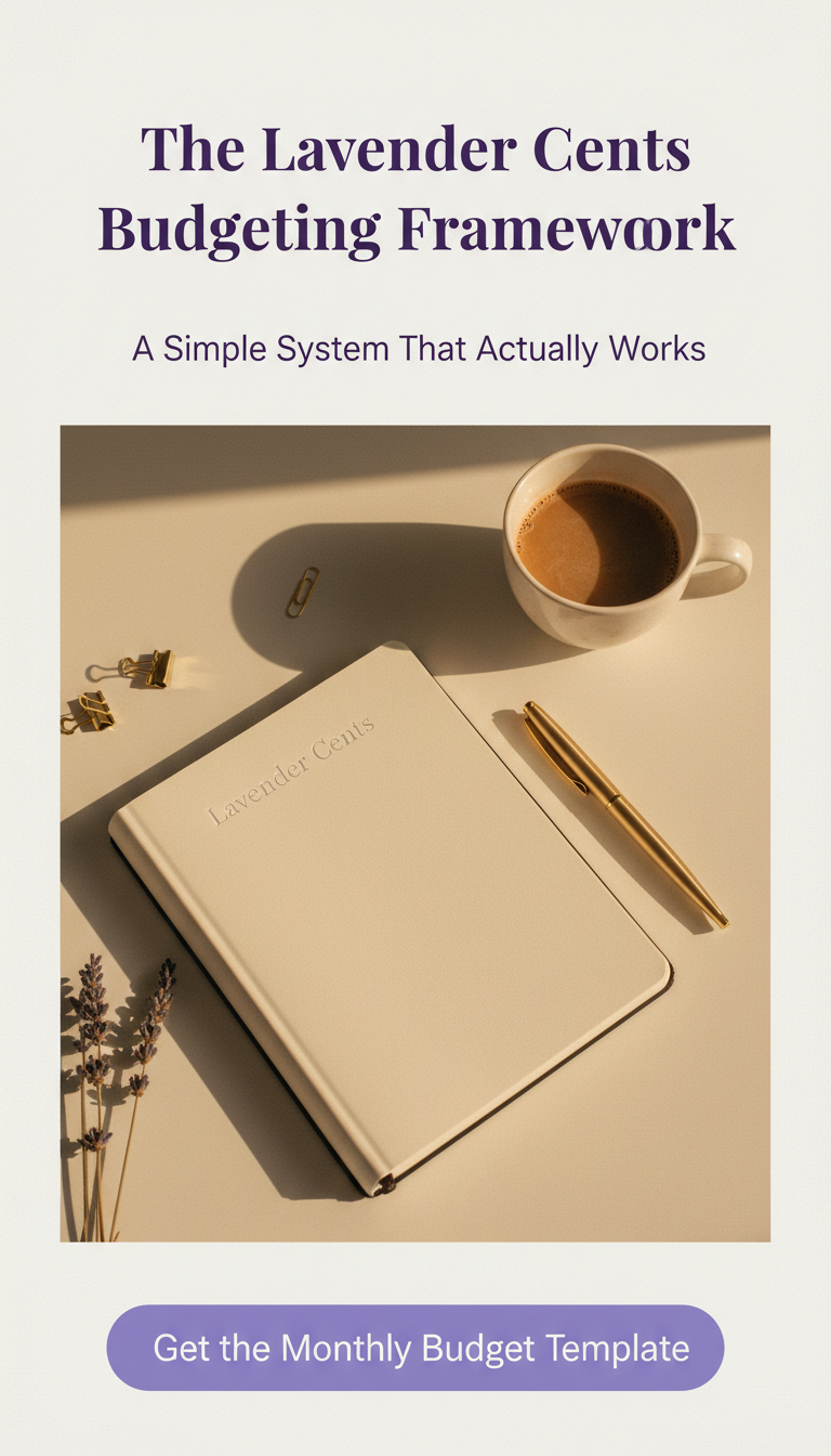 Pinterest pin for the Lavender Cents Budgeting Framework