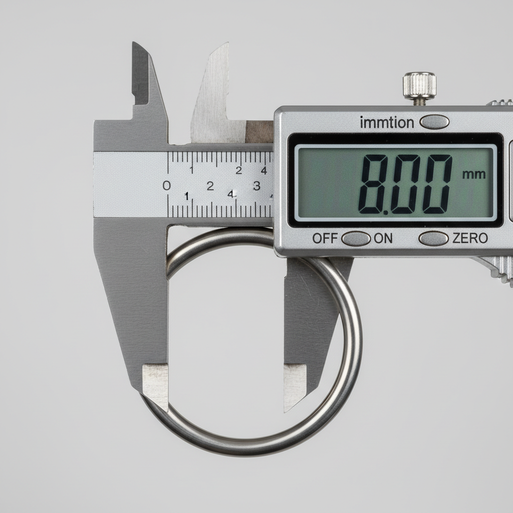Interne diameter van een piercing ring meten met schuifmaat