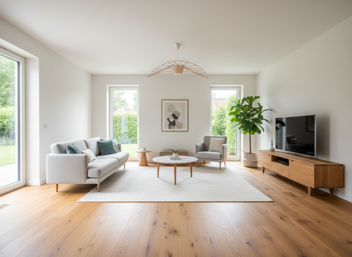 Moderne woonkamer met Ikō Premium Laminaat vloer
